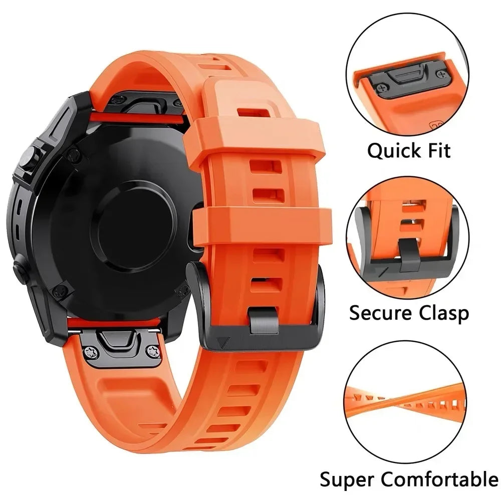 22mm 26mm Silicone Strap For Garmin Fenix 7X 7 Pro Solar/6X 6 Sapphire 5 5X Plus 3 3HR/Epix Approach S62 60 QuickFit Watch Band