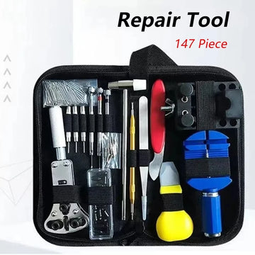 147 Pcs Watch Opener Repair Tool Kit Watch Case Repairing Opener Strap Link Storage Bag Screwdriver Watchmaker Repair Tools kit